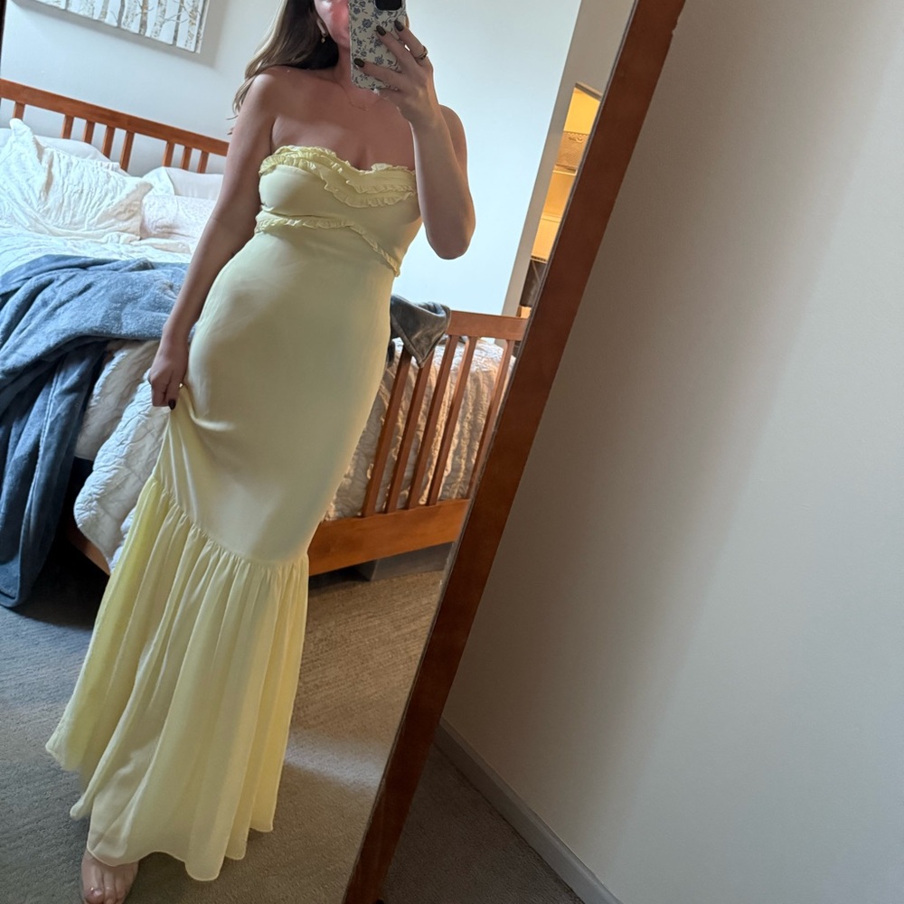 NWT Olivette Strapless Chiffon Maxi Dress - Lemon Sherbet